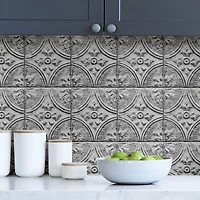 Brewster Silver Tin Tile Peel & Stick Backsplash