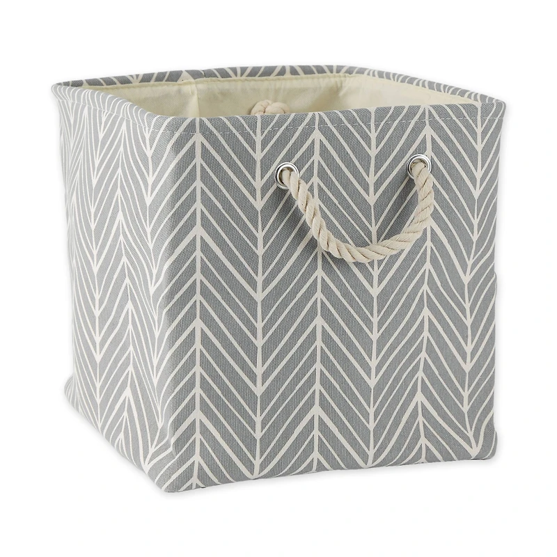DII® 13" Gray Herringbone Square Fabric Bin