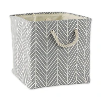 DII® 13" Gray Herringbone Square Fabric Bin