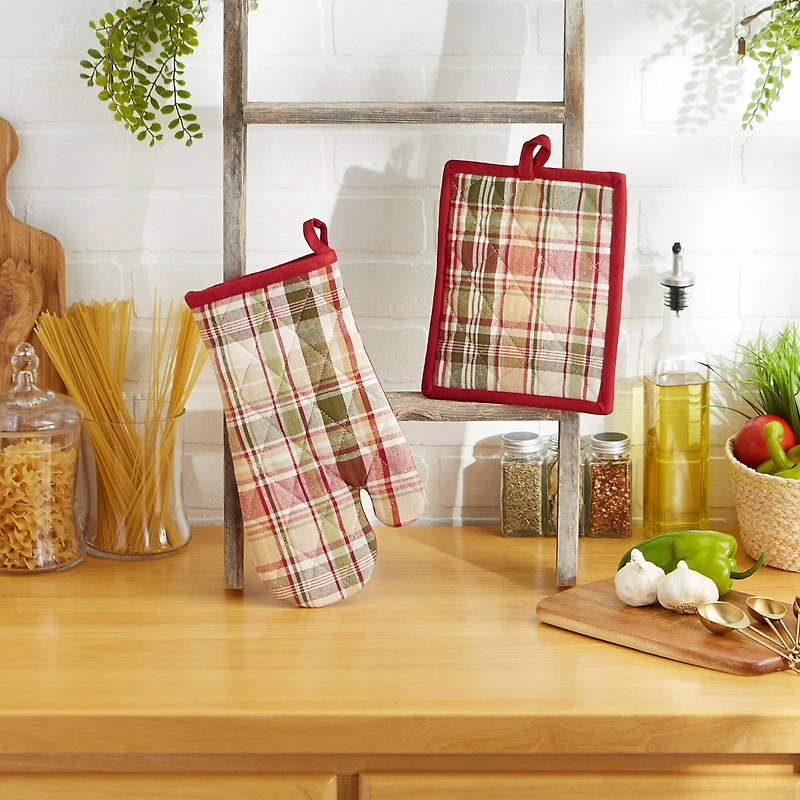 DII® Give Thanks Plaid Oven Mitt & Potholder Set