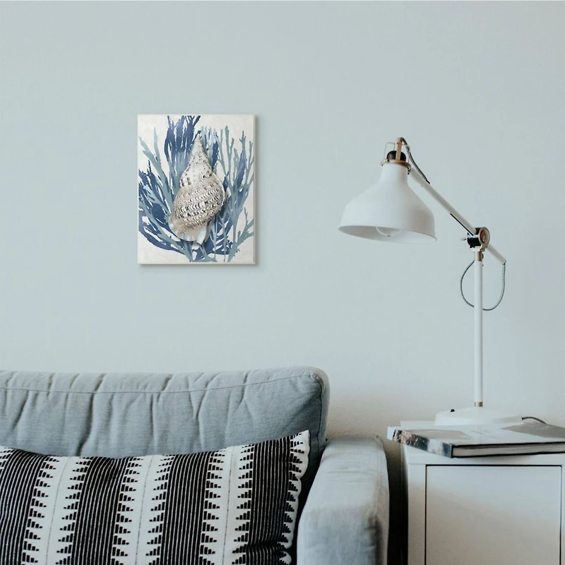 Stupell Industries Shell Coral Blue Beach Design Wall Plaque