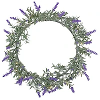16" White LED Lighted Artificial Lavender Spring Wreath