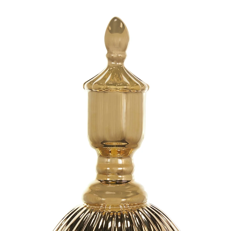 31.5" Gold Ceramic Decorative Jars with Grooves