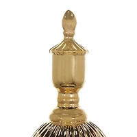 31.5" Gold Ceramic Decorative Jars with Grooves