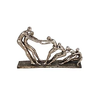 13" Silver Polystone Modern Tug of War Sculpture