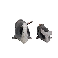 Black Distressed Whale Sculpture Set