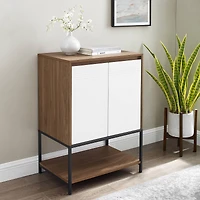 Walker Edison English Oak/White 2 Door Accent Cabinet