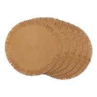DII® 15" Round Natural Fringe Woven Placemat Set, 6ct.