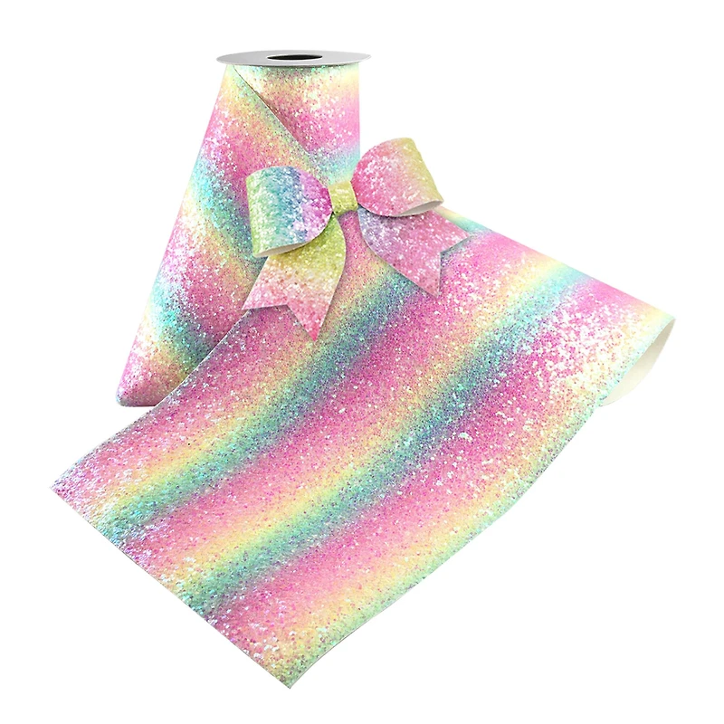 5.375" x 1yd. Pastel Rainbow Encrusted Glitter Ribbon by Celebrate It®