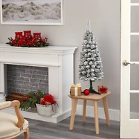 3ft. Pre-Lit Flocked Pencil Artificial Christmas Tree with Clear Lights