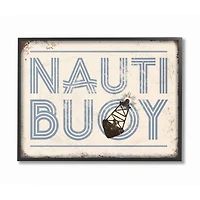 Stupell Industries Nauti Buoy Funny Ocean Beach Typography in Black Frame Wall Art