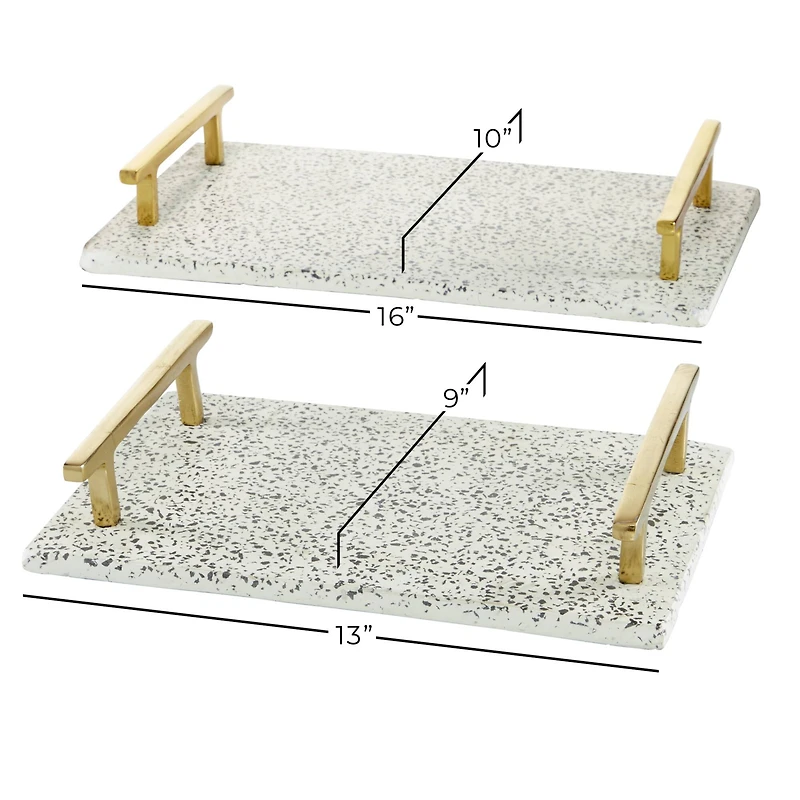 White Ceramic Contemporary Tray Set