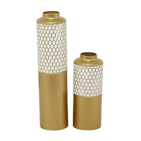 CosmoLiving by Cosmopolitan Gold Metal Honeycomb Vase Set of 2 22", 14"