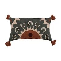 Hello Honey® Suzani Embroidery Cotton Lumbar Pillow with Tassels