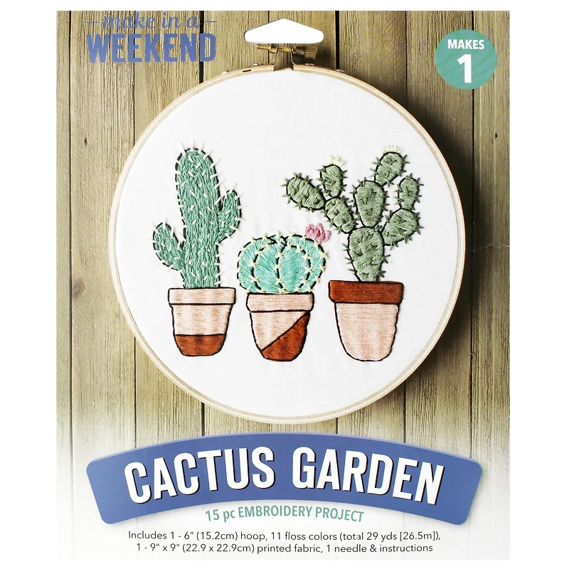 Leisure Arts® Make in a Weekend 6" Cactus Garden Embroidery Kit