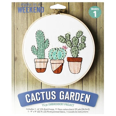 Leisure Arts® Make in a Weekend 6" Cactus Garden Embroidery Kit