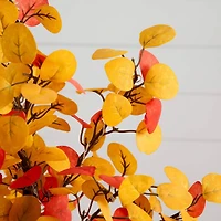 21in. Pre-Lit Bright Autumn Eucalyptus Artificial Fall Tree with 50 Warm White LED Lights and Detachable Base