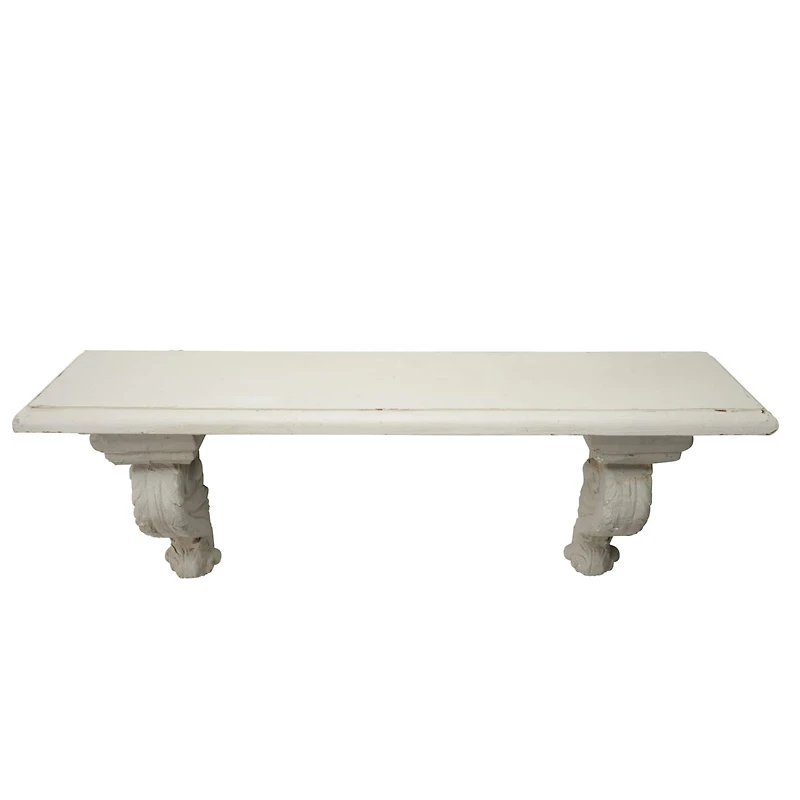 32" White Wood Farmhouse Wall Shelf