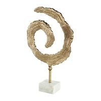 20" Gold Metal Abstract Spiral Sculpture