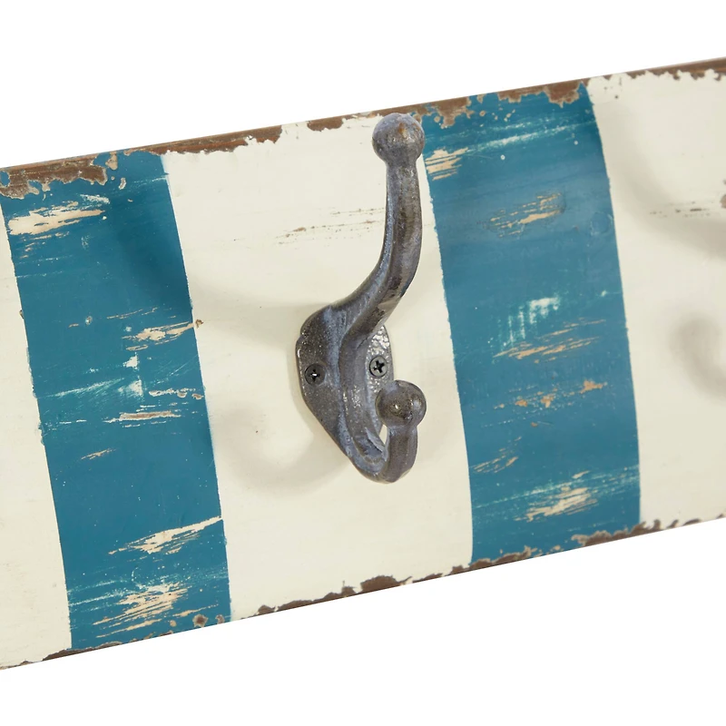 48" Brown Wood Coastal Wall Hooks