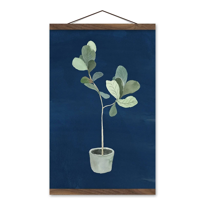 Blue Potted Fiddle Teak Hanging Canvas