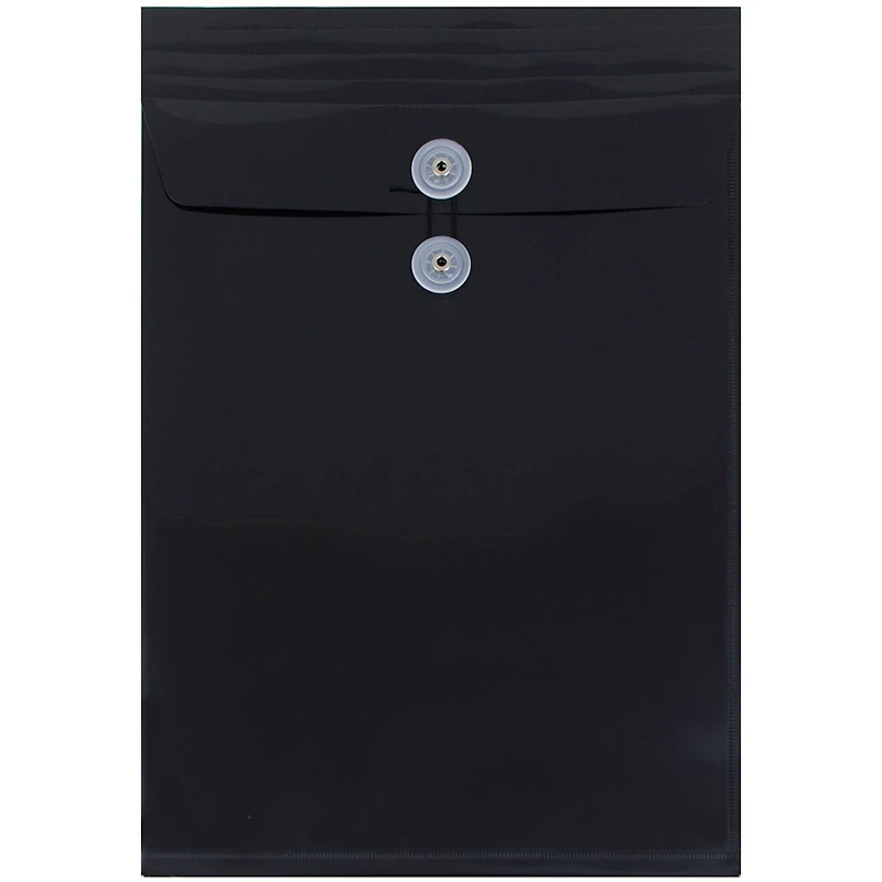 JAM Paper Legal Size Plastic Envelopes with Button & String Tie Closure