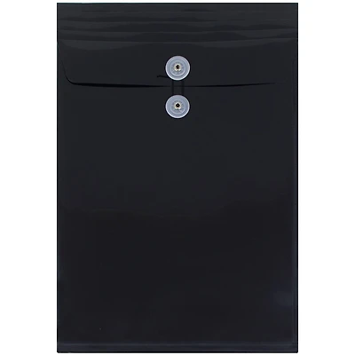 JAM Paper Legal Size Plastic Envelopes with Button & String Tie Closure