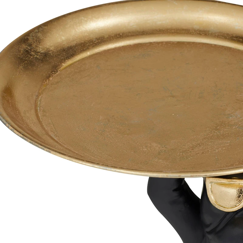 Black Polystone Traditional Sculpture, 14" x 15" x 14"