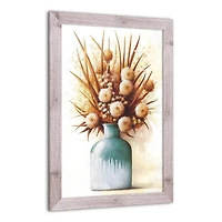 Teal Harvest Still Life Western White Framed Print