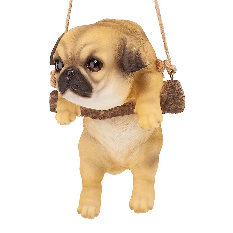 Design Toscano 8" Pug Puppy on a Perch Hanging Dog Sculpture