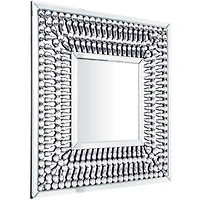 Silver Glass Wall Mirror with Crystal Embellishment 32" x 1" x 32"