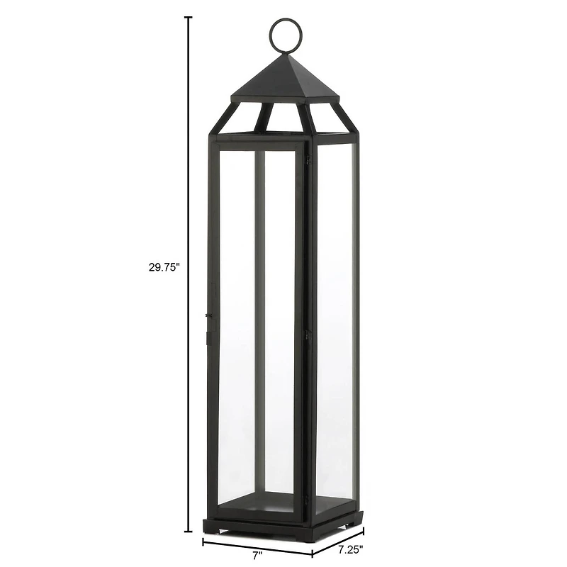 30" Black Iron & Glass Lantern