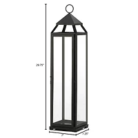 30" Black Iron & Glass Lantern