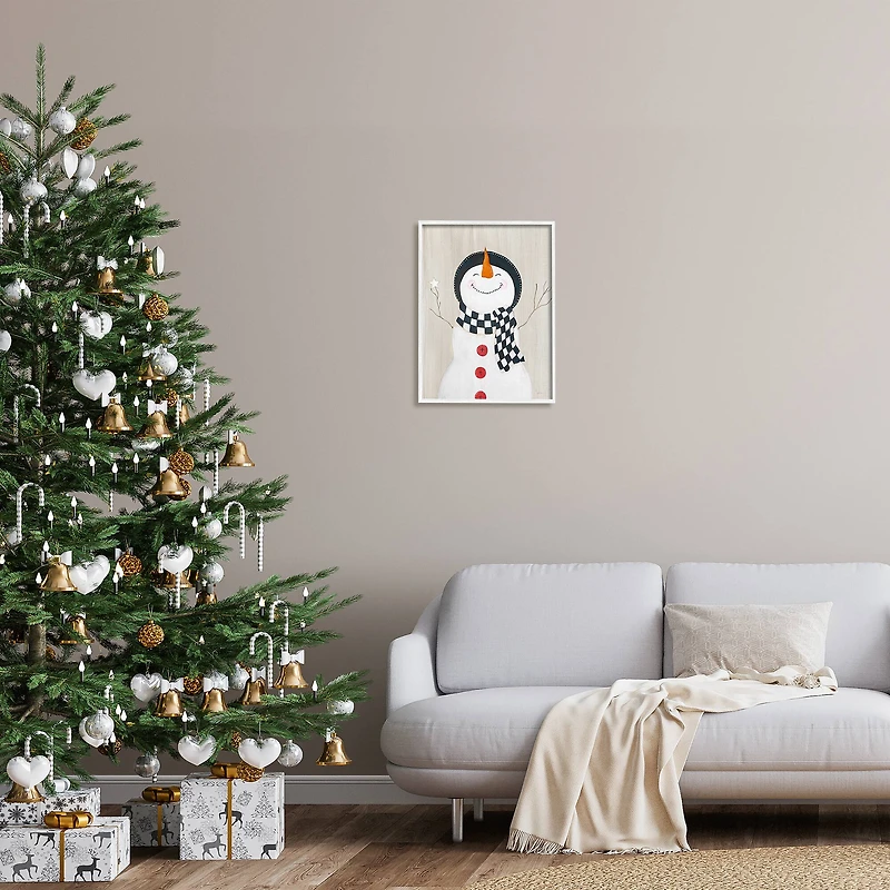 Stupell Industries 16" x 20" Happy Smiling Winter Snowman Giclée Wall Art