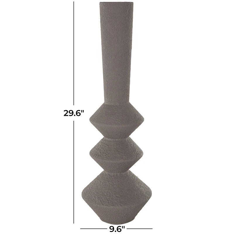 30" Dark Gray Metal Art Deco Style Vase