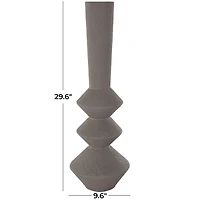 30" Dark Gray Metal Art Deco Style Vase