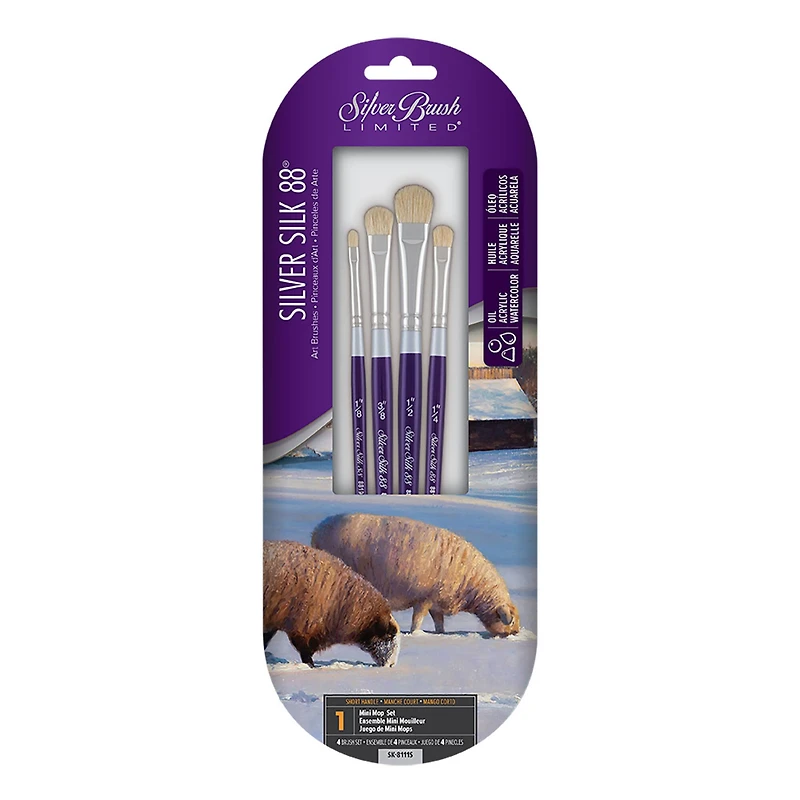 Silver Brush Limited Silver Silk 88® SH 4 Piece Mini Mop Brushes Set