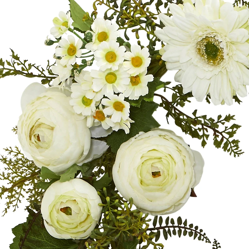 24” Mixed Cream Daisies & Ranunculus Wreath