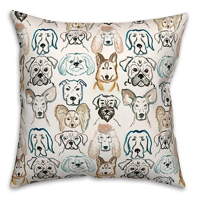 Dog Face Sketch 7 Throw Pillow