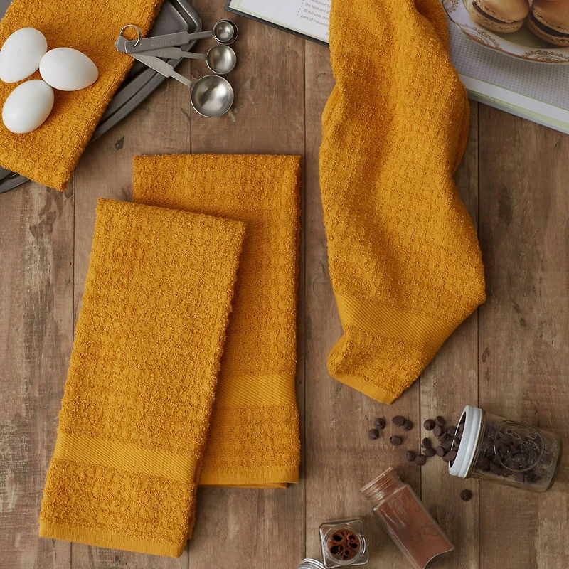 DII® Solid Honey Gold Waffle Terry Dish Towels, 4ct.