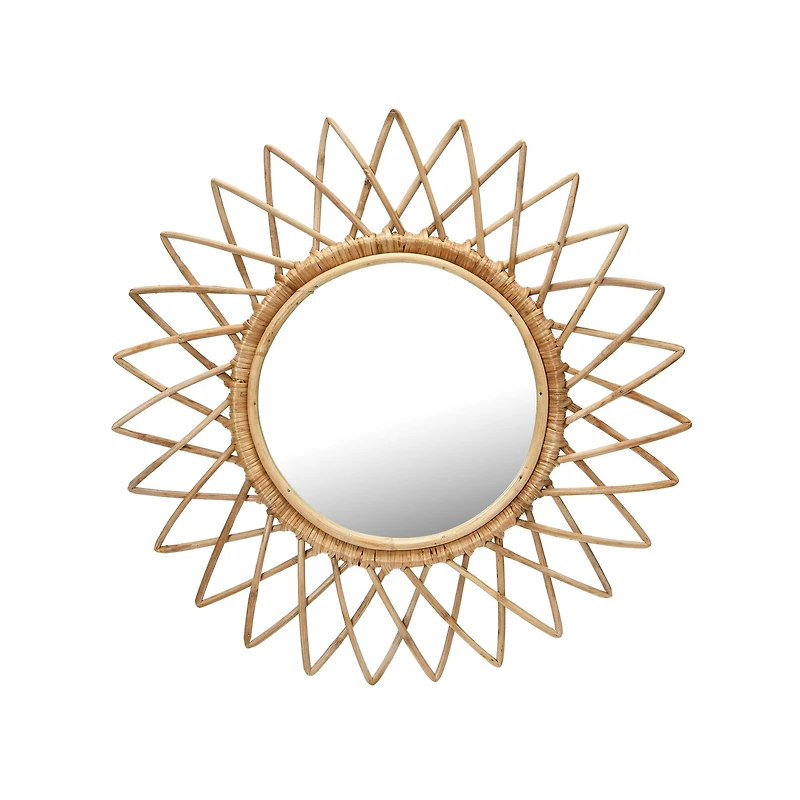 Hello Honey® Natural Round Cane Sunburst Wall Mirror