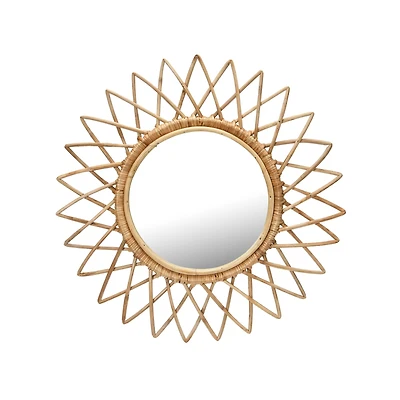 Hello Honey® Natural Round Cane Sunburst Wall Mirror