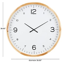 36" Light Brown Framed Wall Clock