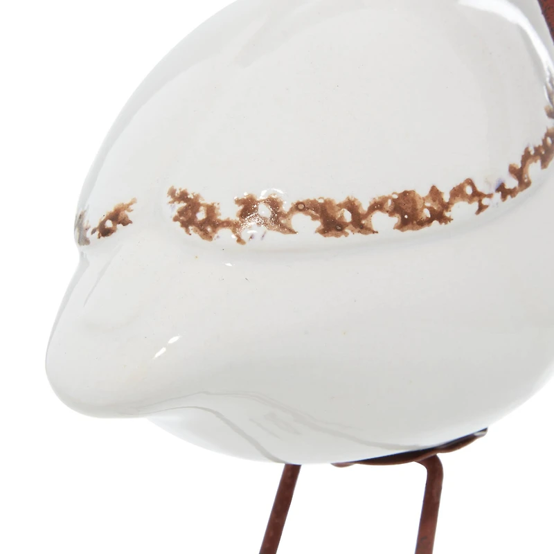 White Stoneware Coastal Birds Sculpture Set