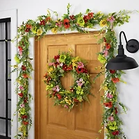 26" Poppy & Eucalyptus Spring Wreath