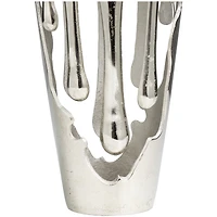 15" Silver Aluminum Melting Drip Vase