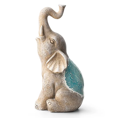 Glitzhome® 18" Faux Granite & Mosaic Sitting Elephant Statue