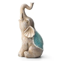 Glitzhome® 18" Faux Granite & Mosaic Sitting Elephant Statue