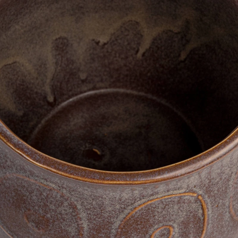 Hello Honey® 6.5" Plum Reactive Glaze Pattern Debossed Stoneware Planter