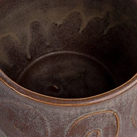 Hello Honey® 6.5" Plum Reactive Glaze Pattern Debossed Stoneware Planter